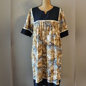 Krist Gudnason California Vintage 70s Cotton Safari-Themed House Dress Medium